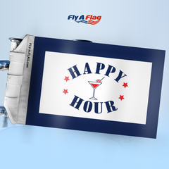 Happy Hour Flag, 12 by 18 inch double-sided flag with Velcro straps