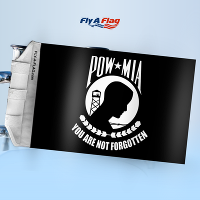 POW-MIA Flag, 12 by 18 inch double-sided flag with Velcro straps