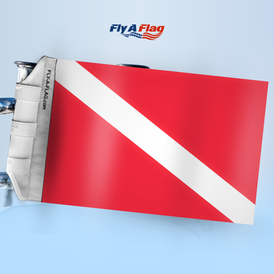 Diver Down Flag, 12 by 18 inch double-sided flag with Velcro straps