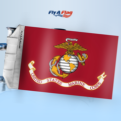 United States Marine Corps Flag, 12 by 18 inch double-sided flag with Velcro straps