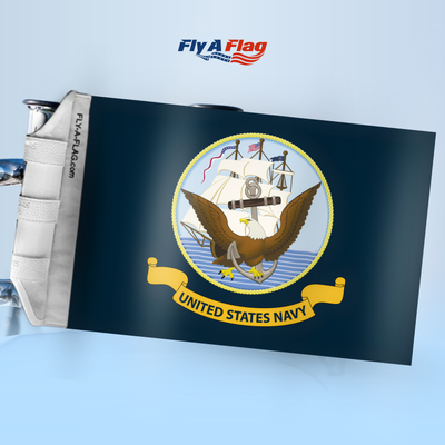 United States Navy Flag, 12 by 18 inch double-sided flag with Velcro straps