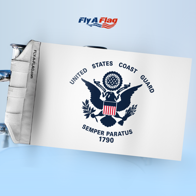 United States Coast Guard Flag, 12 by 18 inch double-sided flag with Velcro straps