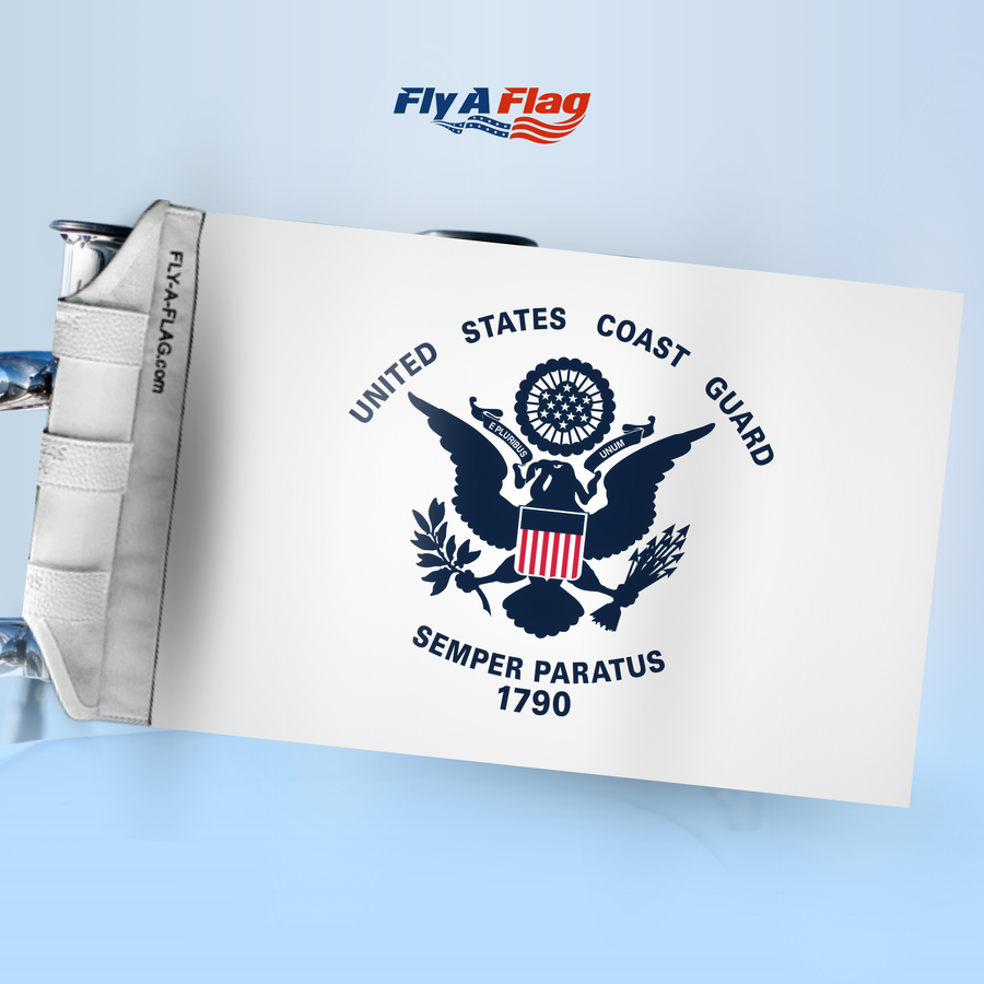 United States Coast Guard Flag, 12 by 18 inch double-sided flag with Velcro straps