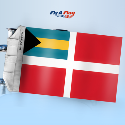 Bahamian Courtesy Flag, 12 by 18 inch double-sided flag with Velcro straps