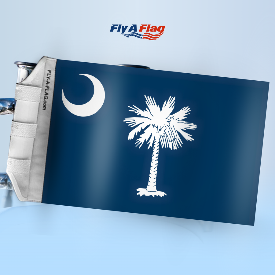 South Carolina State Flag, 12 by 18 inch double-sided flag with Velcro straps