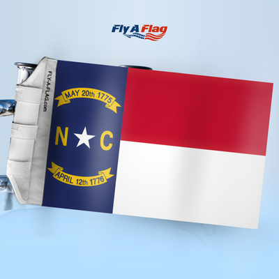 North Carolina State Flag, 12 by 18 inch double-sided flag with Velcro straps