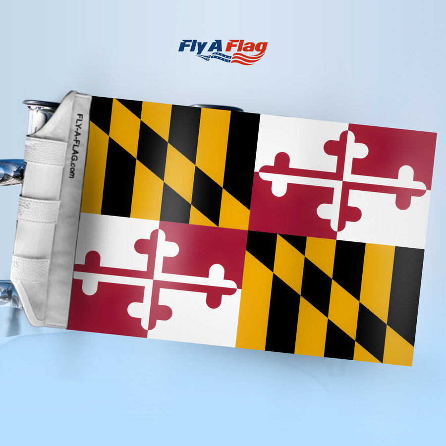 Maryland State Flag, 12 by 18 inch double-sided flag with Velcro straps