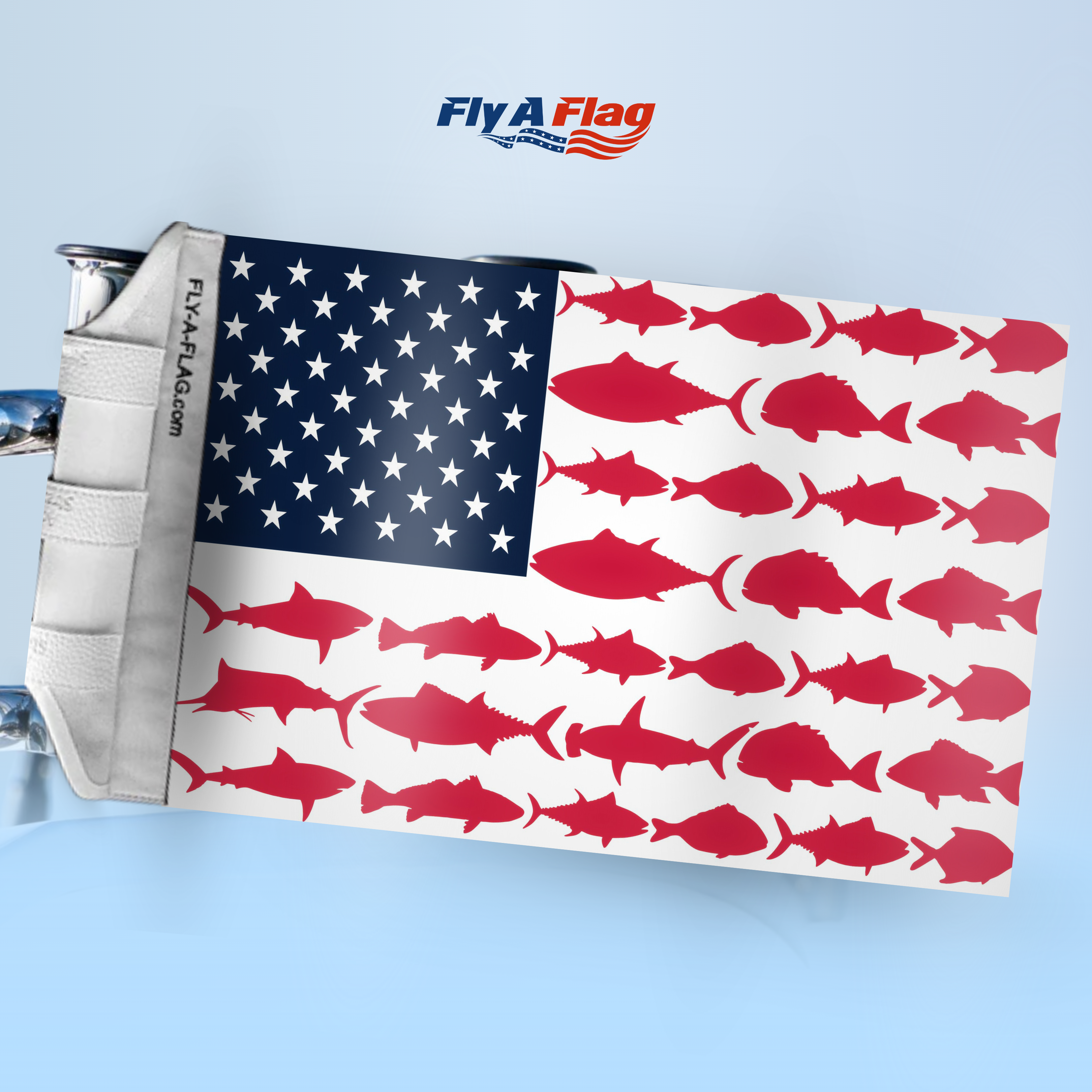 Red, White & Fish Flag for Boats & Golf Carts. No Drill. Easy to Attach. Fade Resistant. Double Sided. 12x18 inches. – FlyAFlag