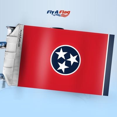 Tennessee State Flag, 12 by 18 inch double-sided flag with Velcro straps