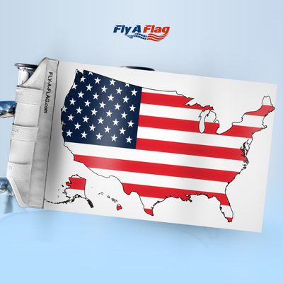 America the Beautiful Flag, 12 by 18 inch double-sided flag with Velcro straps