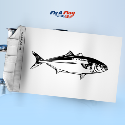 Yellowfin Tuna Catch Flag, 12 by 18 inch double-sided flag with Velcro straps