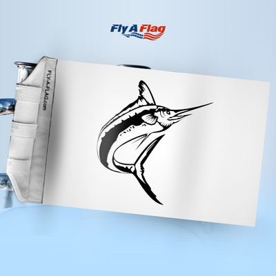 Swordfish Catch Flag, 12 by 18 inch double-sided flag with Velcro straps
