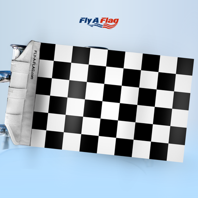 Checkered Flag, 12 by 18 inch double-sided flag with Velcro straps