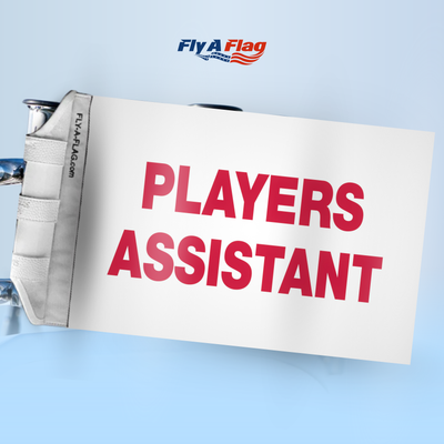 Players Assistant Cart ID Flag, 12 by 18 inch double-sided flag with Velcro straps