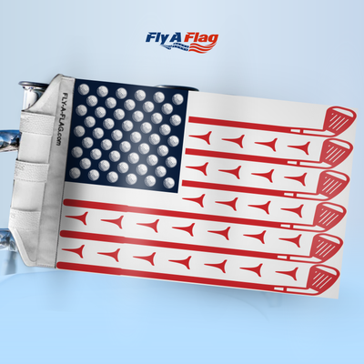 Stars, Stripes & Golf Flag, 12 by 18 inch double-sided flag with Velcro straps