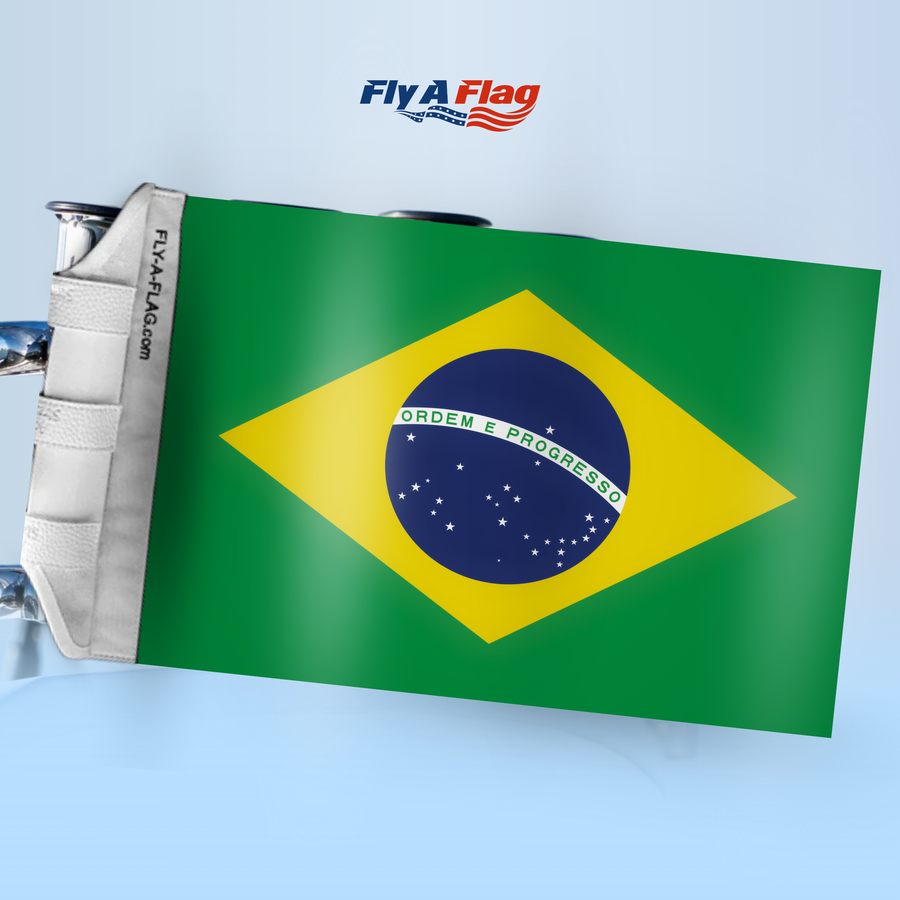 Brazilian Flag, 12 by 18 inch double-sided flag with Velcro straps