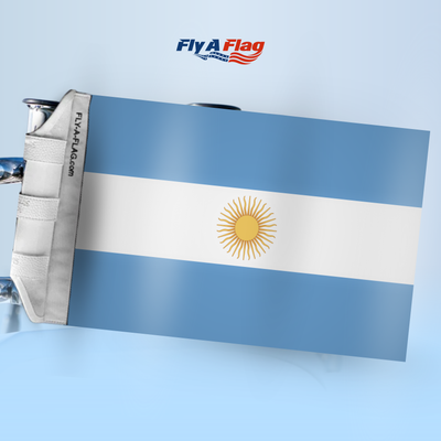 Argentinian Flag, 12 by 18 inch double-sided flag with Velcro straps