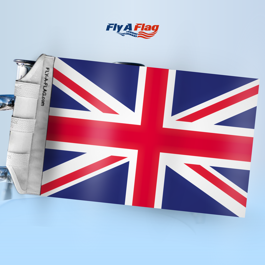 British Flag (Union Jack Flag), 12 by 18 inch double-sided flag with Velcro straps
