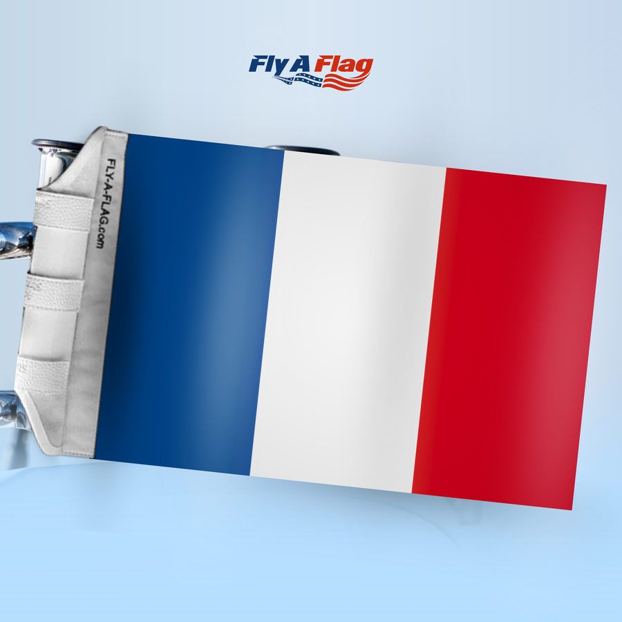 French Flag, 12 by 18 inch double-sided flag with Velcro straps