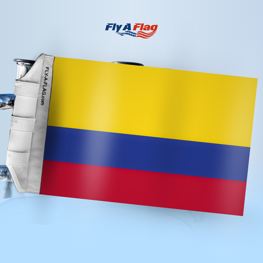 Colombian Flag, 12 by 18 inch double-sided flag with Velcro straps