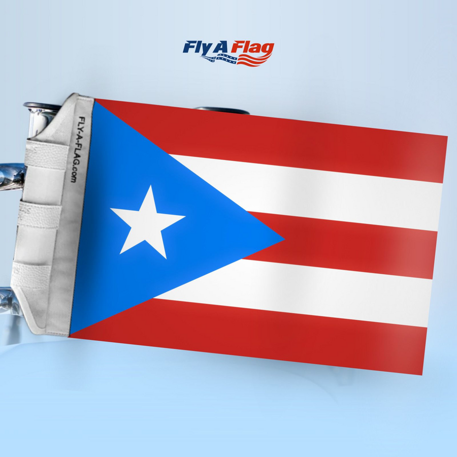 Original 1985 Revolutionary Puerto Rican Flag, 12 by 18 inch double-sided flag with Velcro straps
