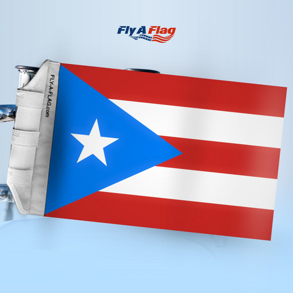 Puerto Rican Flag for Boats & Golf Carts. No Drill. Easy to Attach