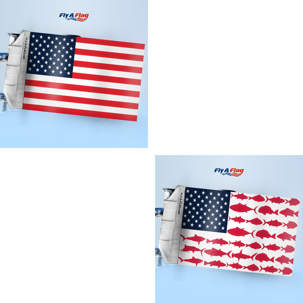 American Flag + Red, White & Fish Flag Bundle