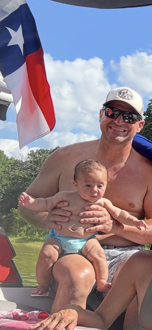 Texas flag on a boat railing — Amy P., verified buyer